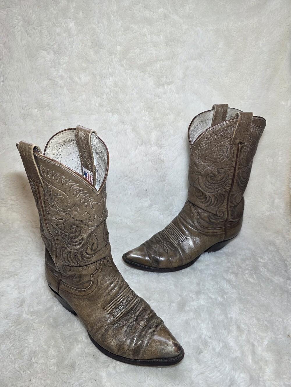 Vintage Olathe Leather Cowboy Boots Pointed Toe Western Rodeo Brown Mens 9.5 B